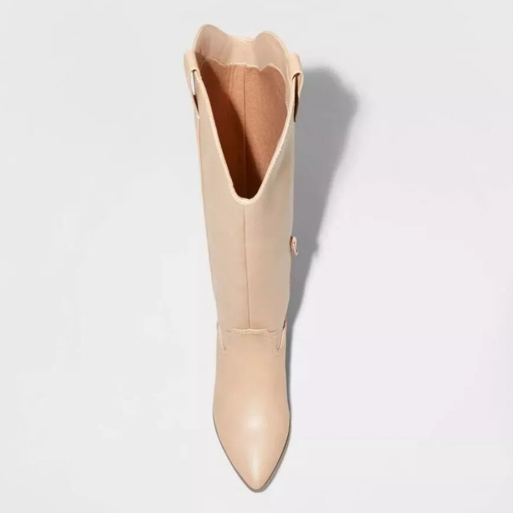 UNIVERSAL THREAD SOMMER KNEE HIGH WESTERN TALL BOOTS COWBOY BEIGE TAN SIZE 9 - Picture 2 of 7